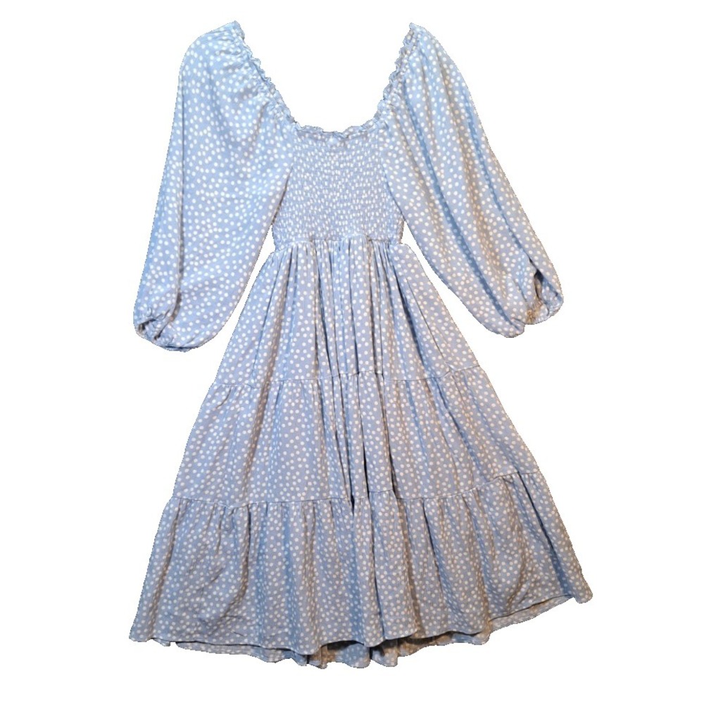 torrid Light Blue Polka Dot Midi Dress